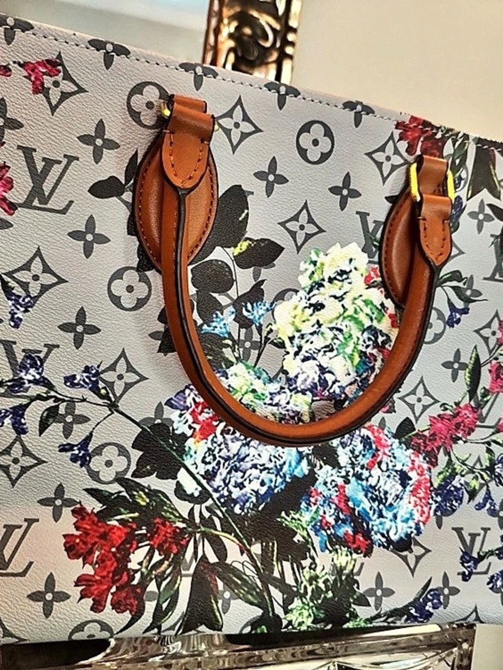 Fashion Garden OnTheGo MM Floral Tote Gray & Brown